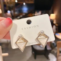 korean temperament minimalistic geometric irregular shell stud earrings for women personality wild ins elegant female