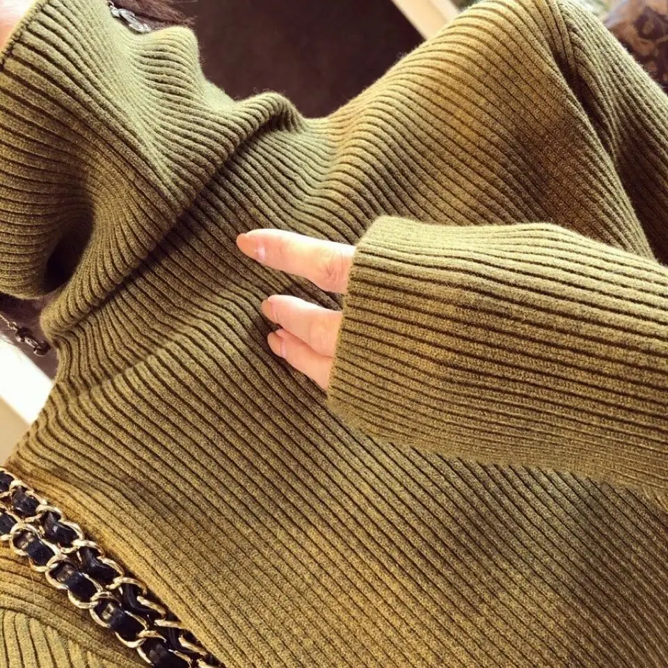 

Women 2020 Autumn Winter New Casual Thick Turtleneck Sweater Female Pullover Long Sleeve Tops Ladies Slim Knitted Sweaters P262