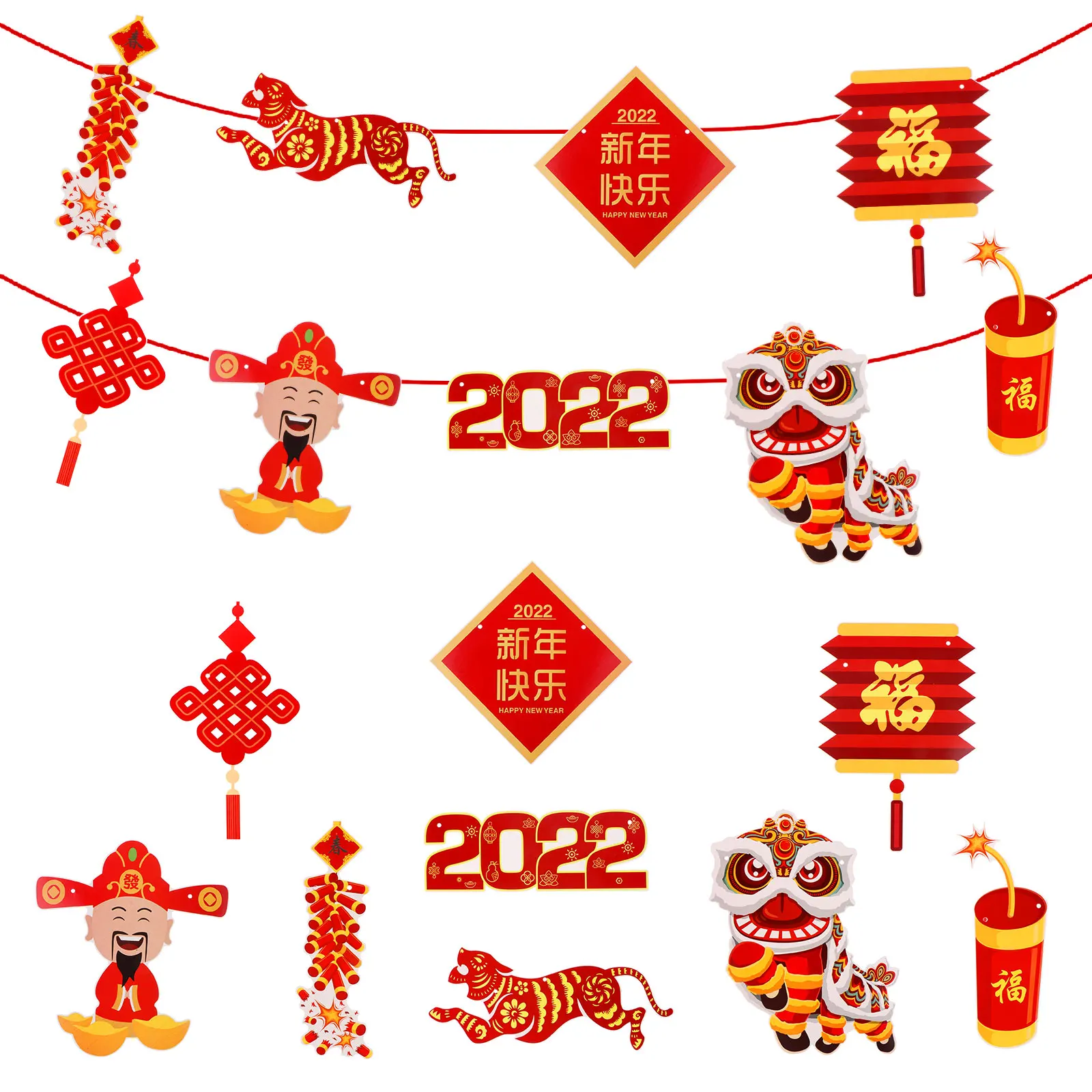 

116 pieces of Chinese New Year decoration, 54 pieces of Chinese New Year wall hanging New Year banner home decoration