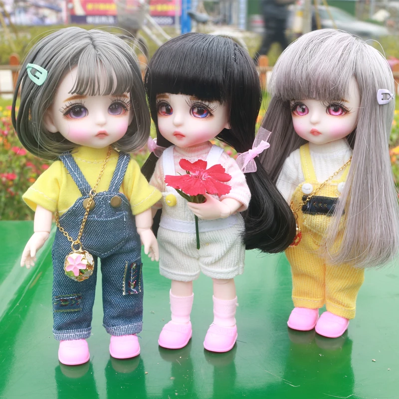 

16cm Wig BJD Doll Movable Joints Cute Face DIY Bjd Dolls with Big Eyes Bjd Toys Gifts for Girl Handmand Toy