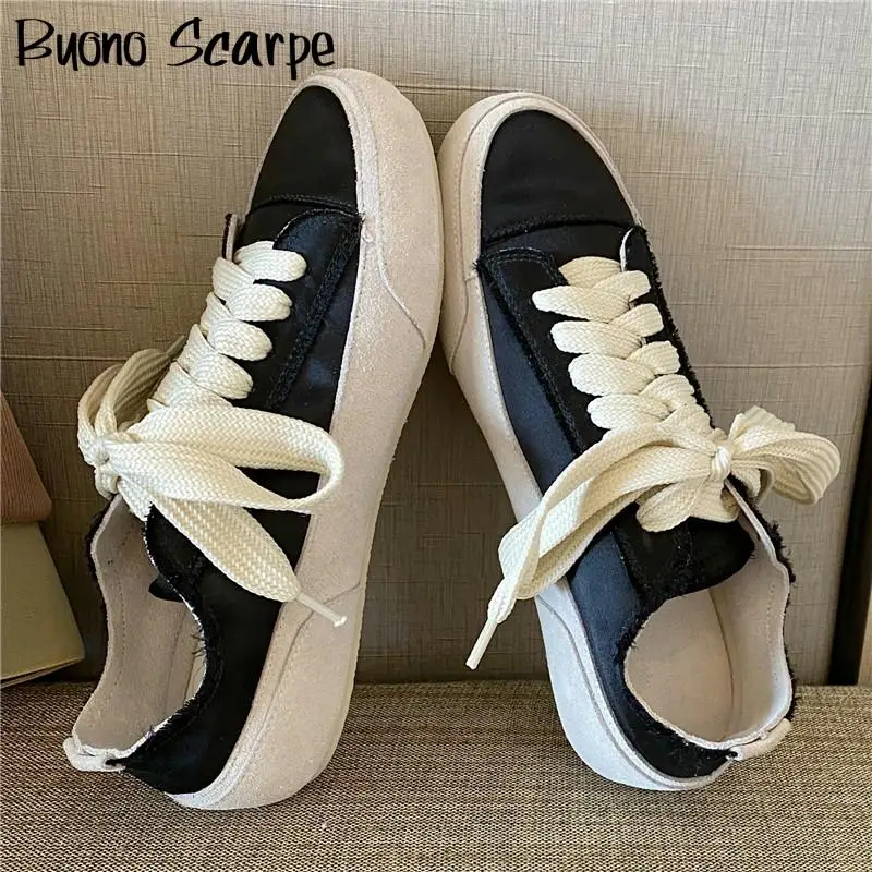 

Zapatos De Mujer White Sneakers Genuine Leather Lace Up Shoes Fashion Quality Flat Casual Shoes Ins Stylish Sneakers Ladies Flat