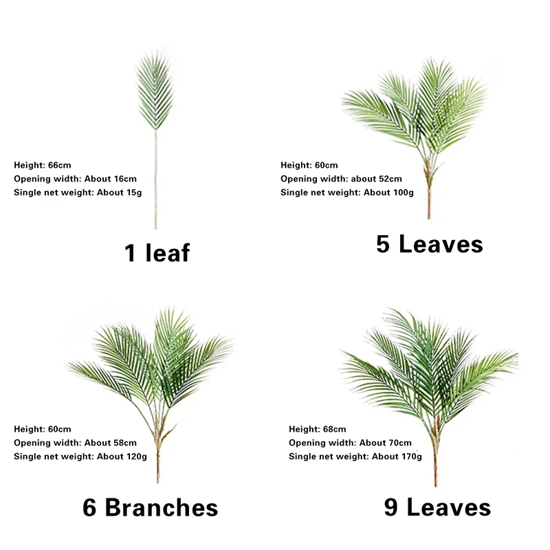 Plastic Artificial Palm Leaf Plant Tropical Fake Green Leaves Home Decoration For Rome Decor | Дом и сад