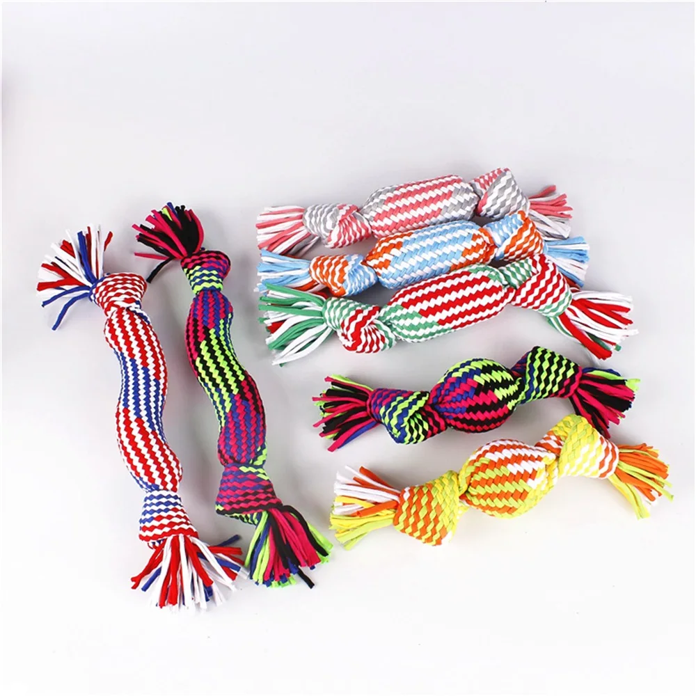 

Best Selling Products Pet Supplies Pet Sounding Toys Candy Shape Stable Durable Hand Made Cotton Rope