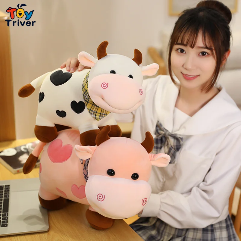 Кавайная плюшевая игрушка в виде крупного рогатого скота быка корова трехмерные