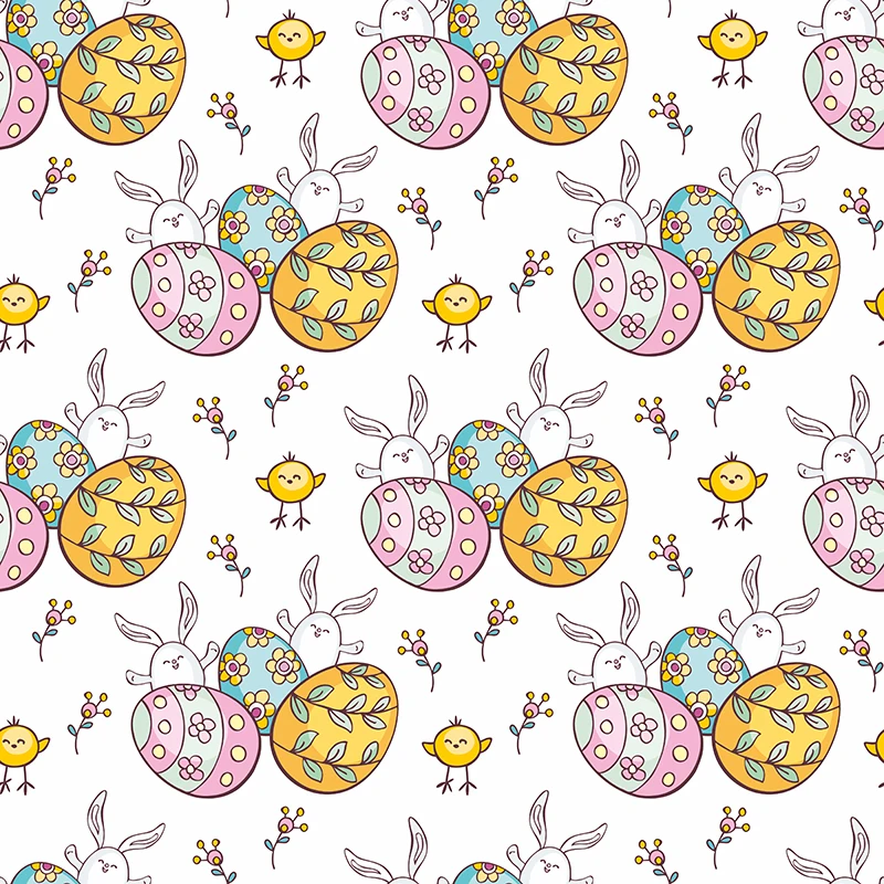 Polyester Easter Fabric by The Yard Rabbit &amp Egg Pattern thin stretch Decorative for Upholstery DIY Pillowcase Bedding | Дом и сад