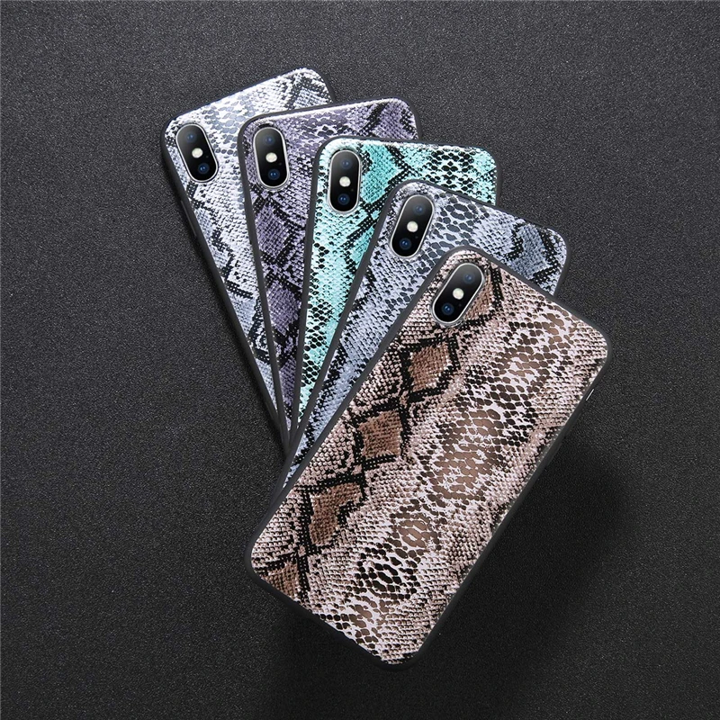 Lovebay чехол кожа змеи, зерно телефонные чехлы для iphone X Case мягкий Животные Печатный чехол-накладка на заднюю крышку для iphone 6 6S 7 8 плюс XS Max X XR
