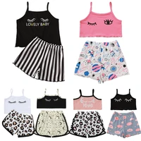 kids girls leopard clothing set 2021 new summer girls casual suspenders shirt short pants clothing eye pattern lovely suits jyf