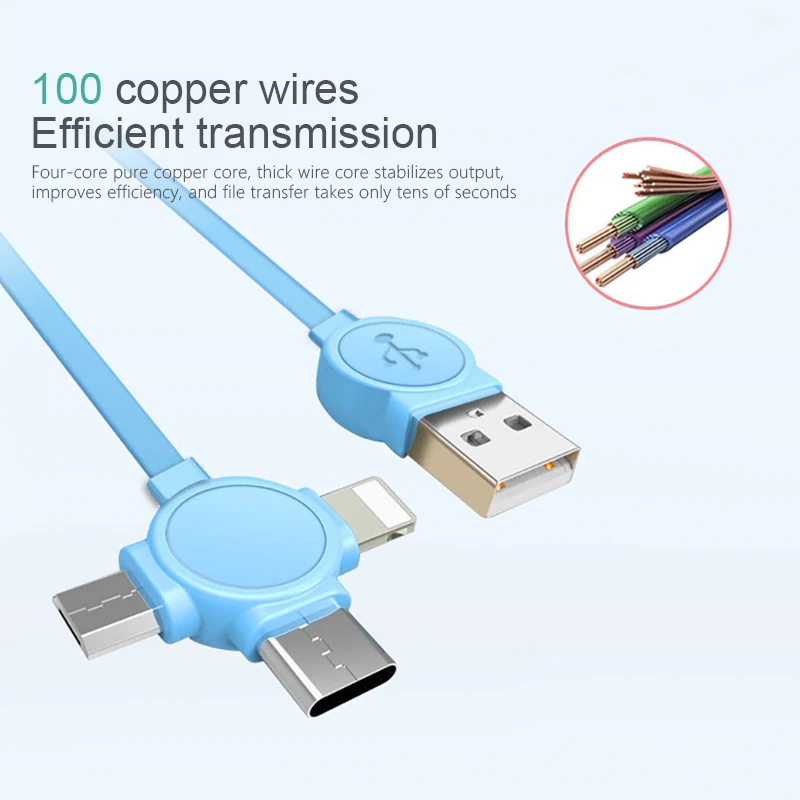 ! ACCEZZ TPE 3 в 1 Micro USB Type C Lighting кабель для зарядного устройства 8pin iPhone X 8 Plus Xiaomi Huawei Samsung