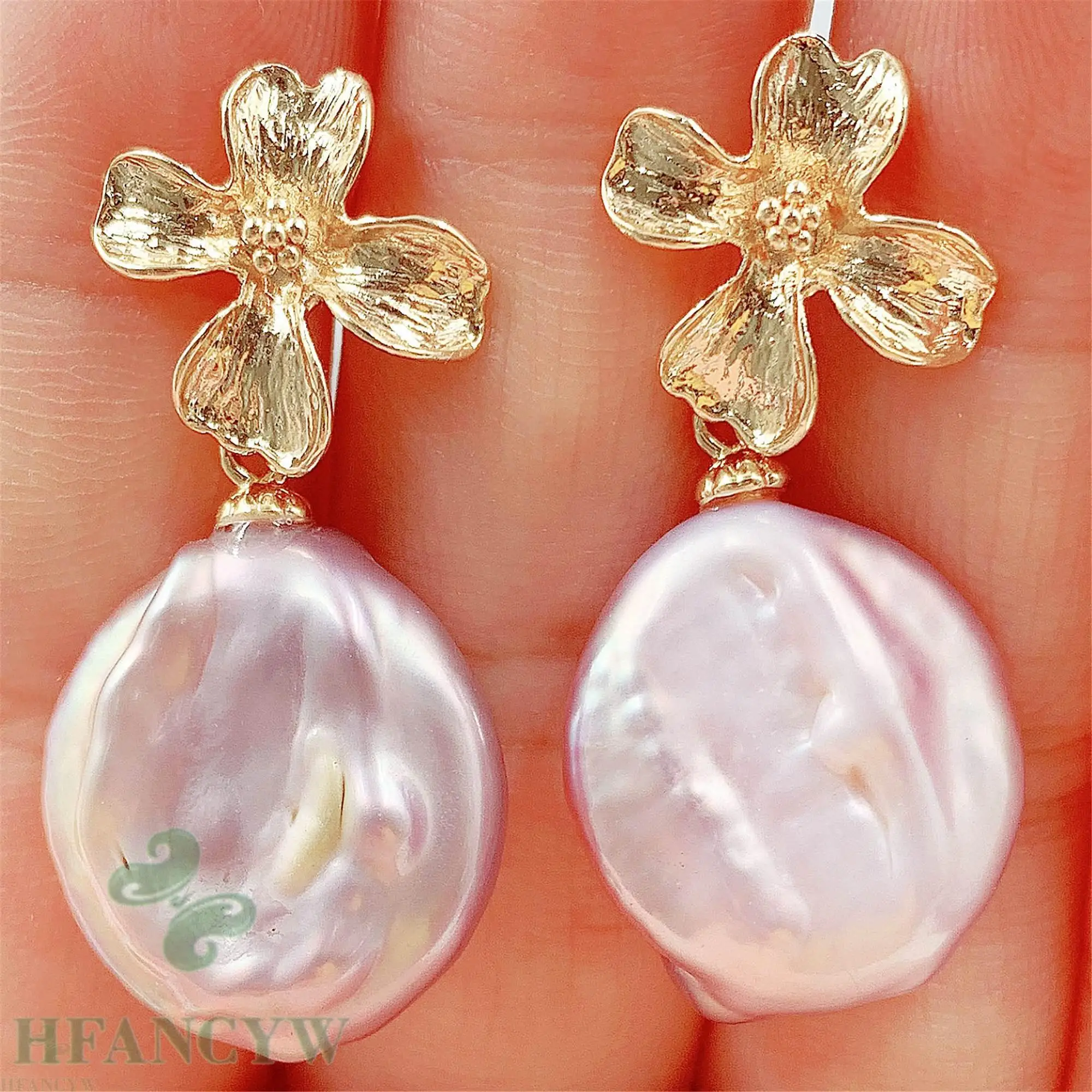 18x16 мм светильник фиолетовый барочный жемчуг серьги Цветочные гвоздики