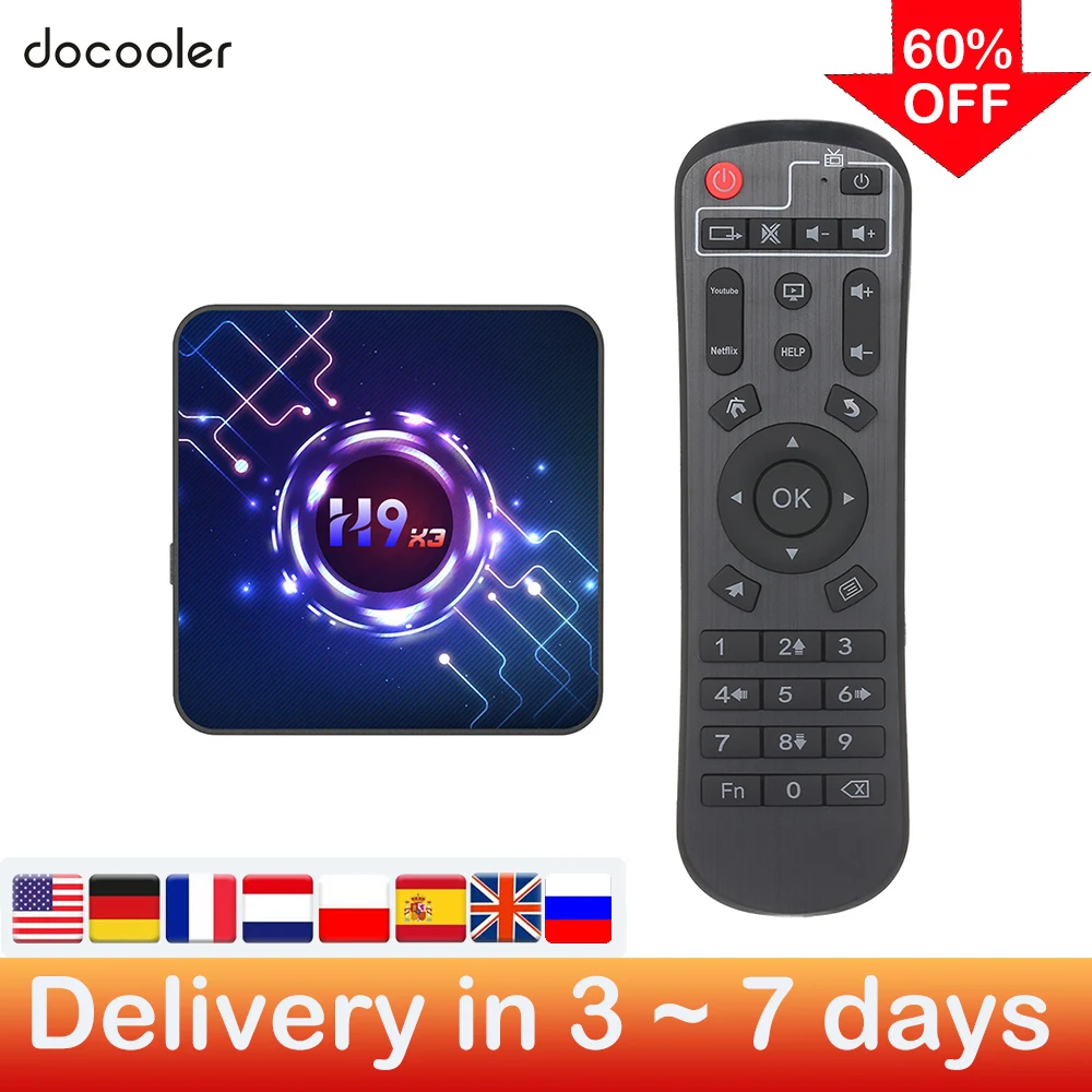 Скидка 60%! Docooler H9 X3 Android 9 0 ТВ коробка S905X3 4 Гб оперативной памяти 32 встроенной 64 ГБ