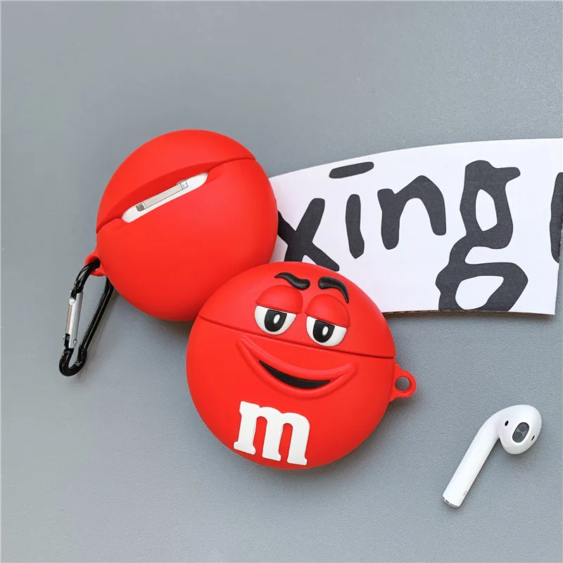Fviyi милый мультяшный M& M Мягкий силиконовый чехол-кукла для Apple Airpods, чехол, беспроводные Bluetooth игрушечные наушники, чехол