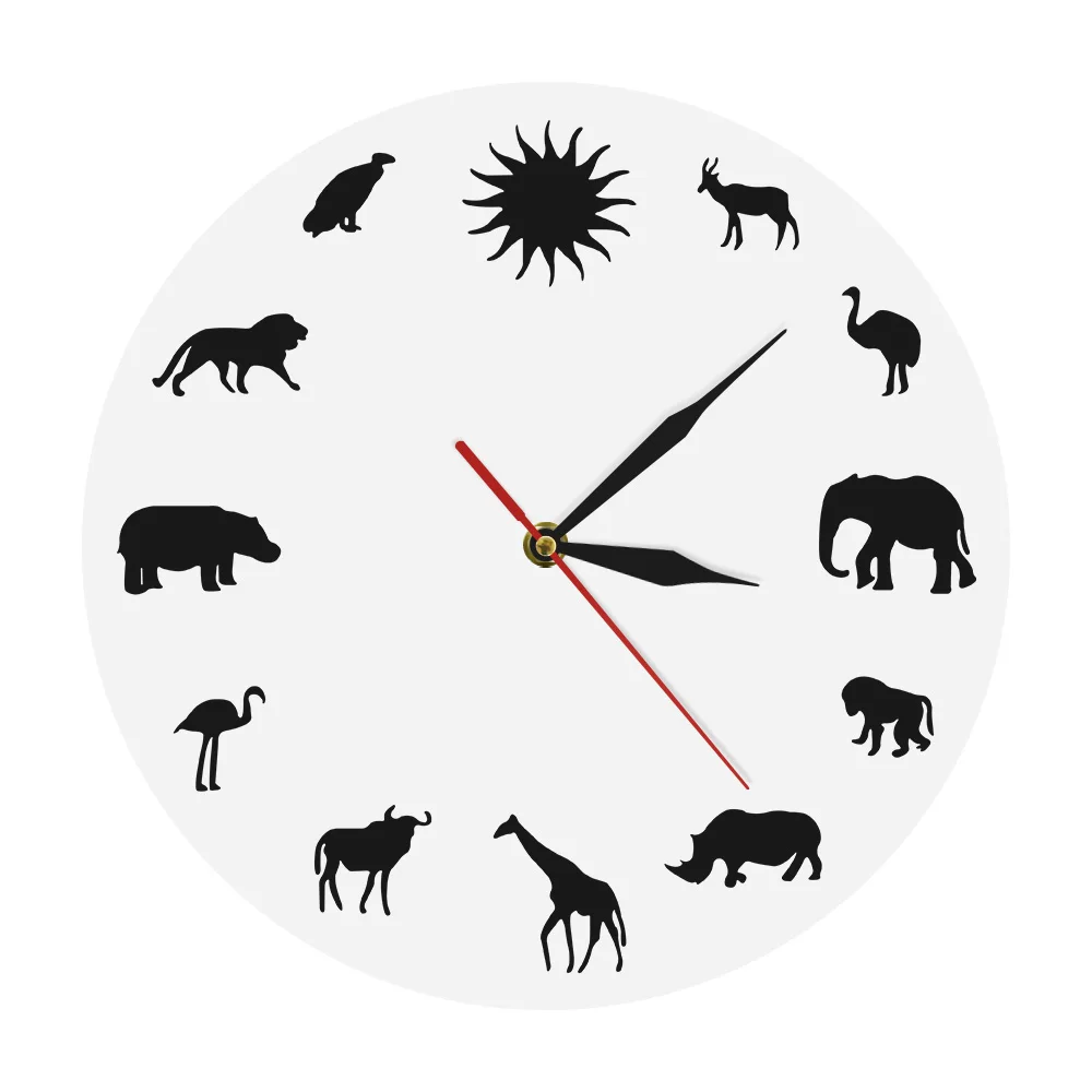 Elephant Iconic настенные часы 12 &quotсилуэт с изображением жирафа олень современное