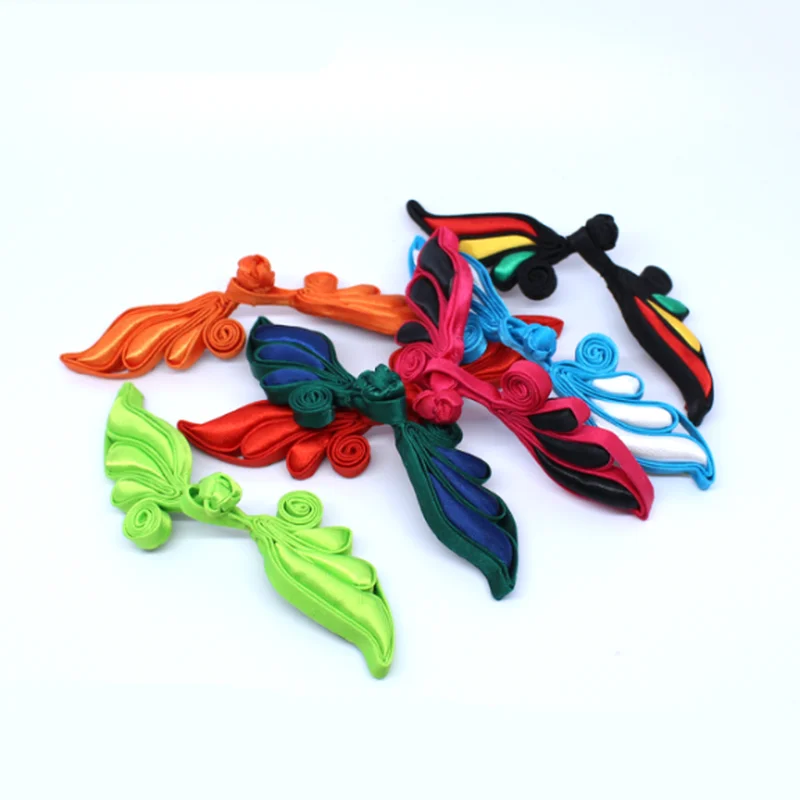 1 пара пуговиц застежек с узлом китайской лягушки в форме листьев ивы ручной