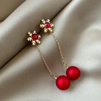 laniwoo red dangle drop earring snowflake tassel 2020 new korean fashion jewelry wholesale accessory for women girls