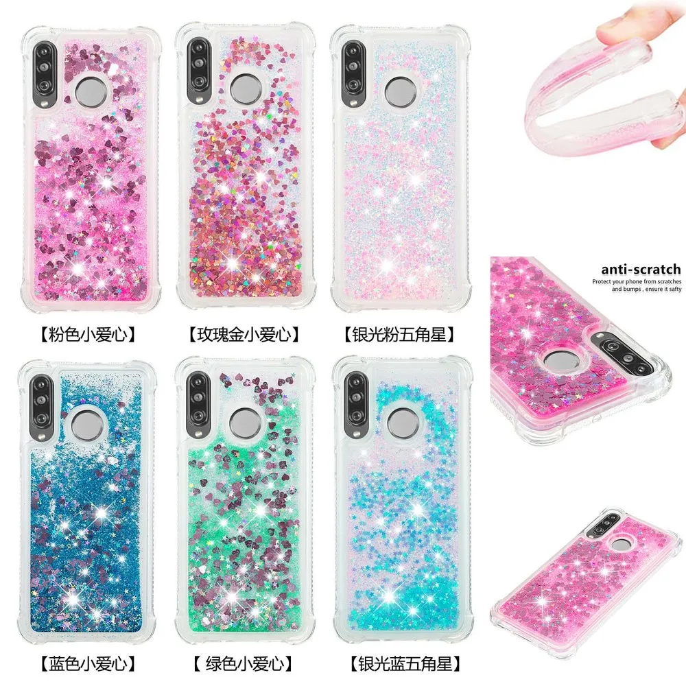 Силиконовый чехол-Бампер для Huawei P30 Lite Honor 20S MAR-LX1H MAR-LX1M милый Блестящий жидкий