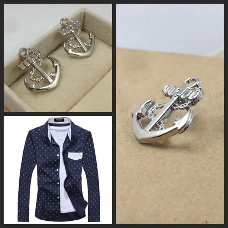 1pcs European and American retro small anchor collar pin / brooch men's suits, men and women wild fashion accessori