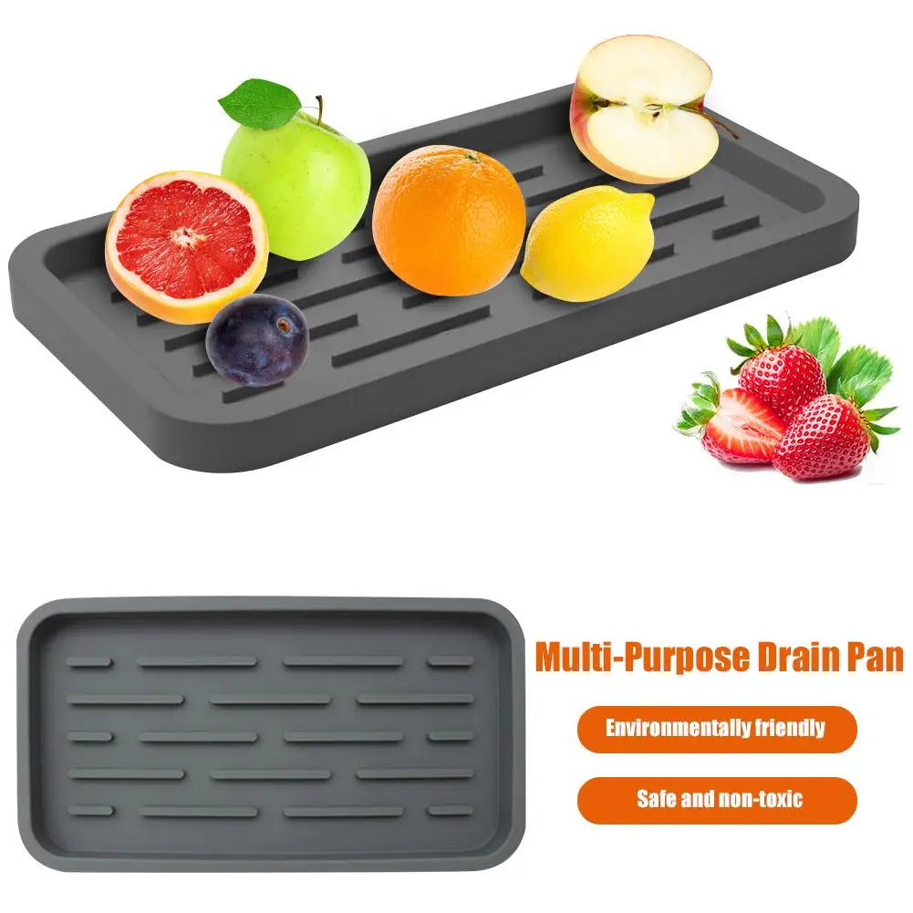 Food Grade Silicone Drain Pan Sponge Brush Soap Dispenser Scrubber Fruit Kitchen Sink Storage Tray Holder | Дом и сад