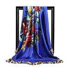 Шелковый Атласный квадратный шарф 90*90 см, Шейная сумка для завязывания волос, женская летняя бандана, мусульманский шелк тутового шелкопряда, Модный женский шарф