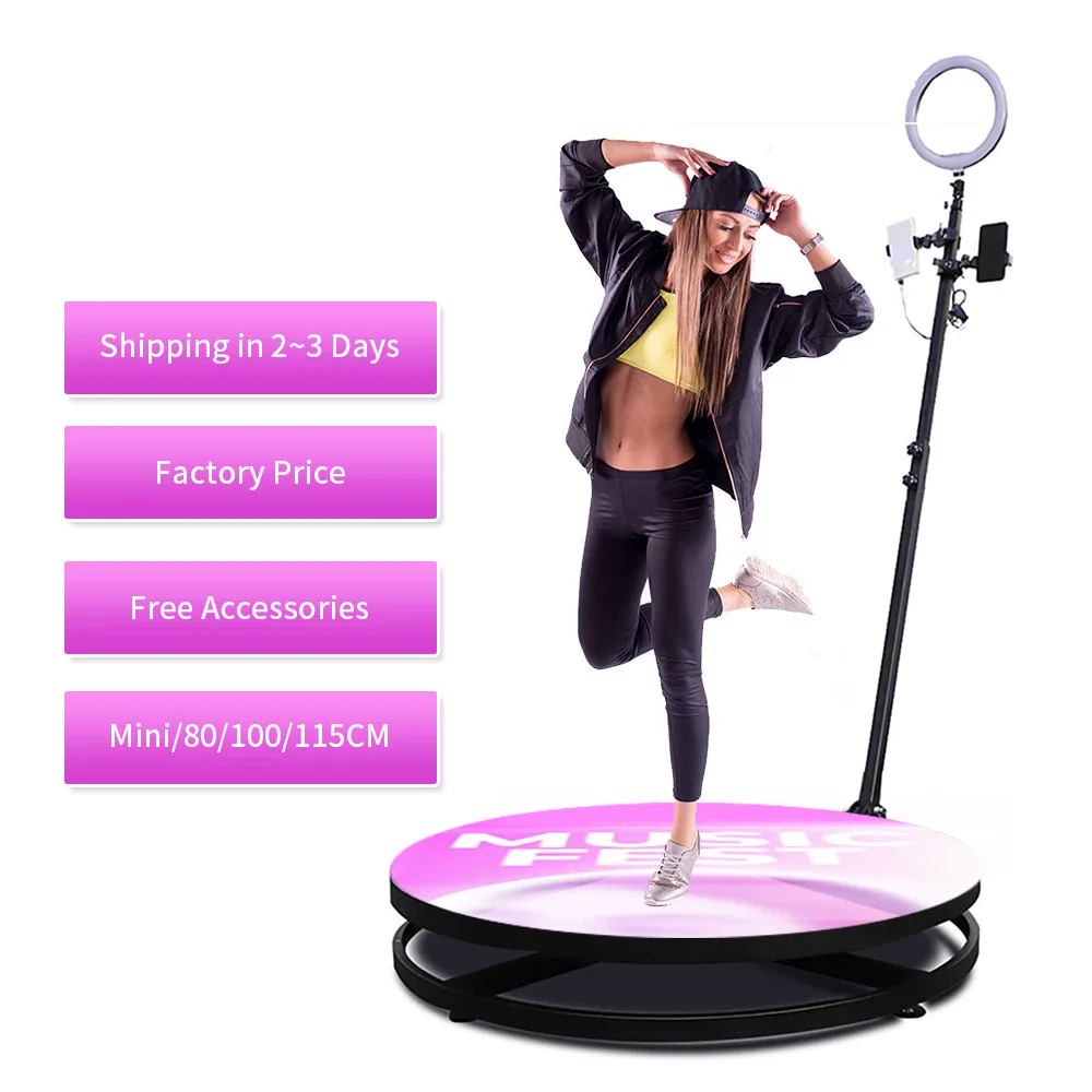 

For Events Party Wedding Entertainment Portable 360 Photo Booth Remote Control Rotation Wireless Automatic Rotating Video Camera