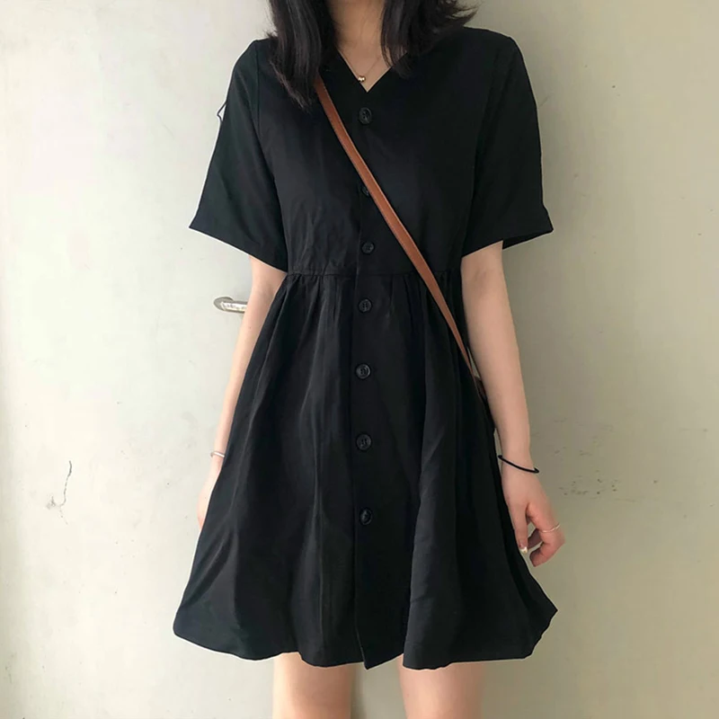 Женское винтажное платье-рубашка черное элегантное дизайнерское нишевое платье