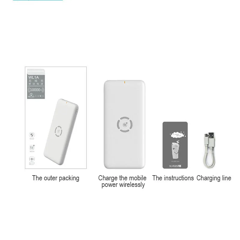 

Power bank 10000mAh small portable mobile phone external battery charger supports wireless charging for iPhone Xiaomi MI Huawei