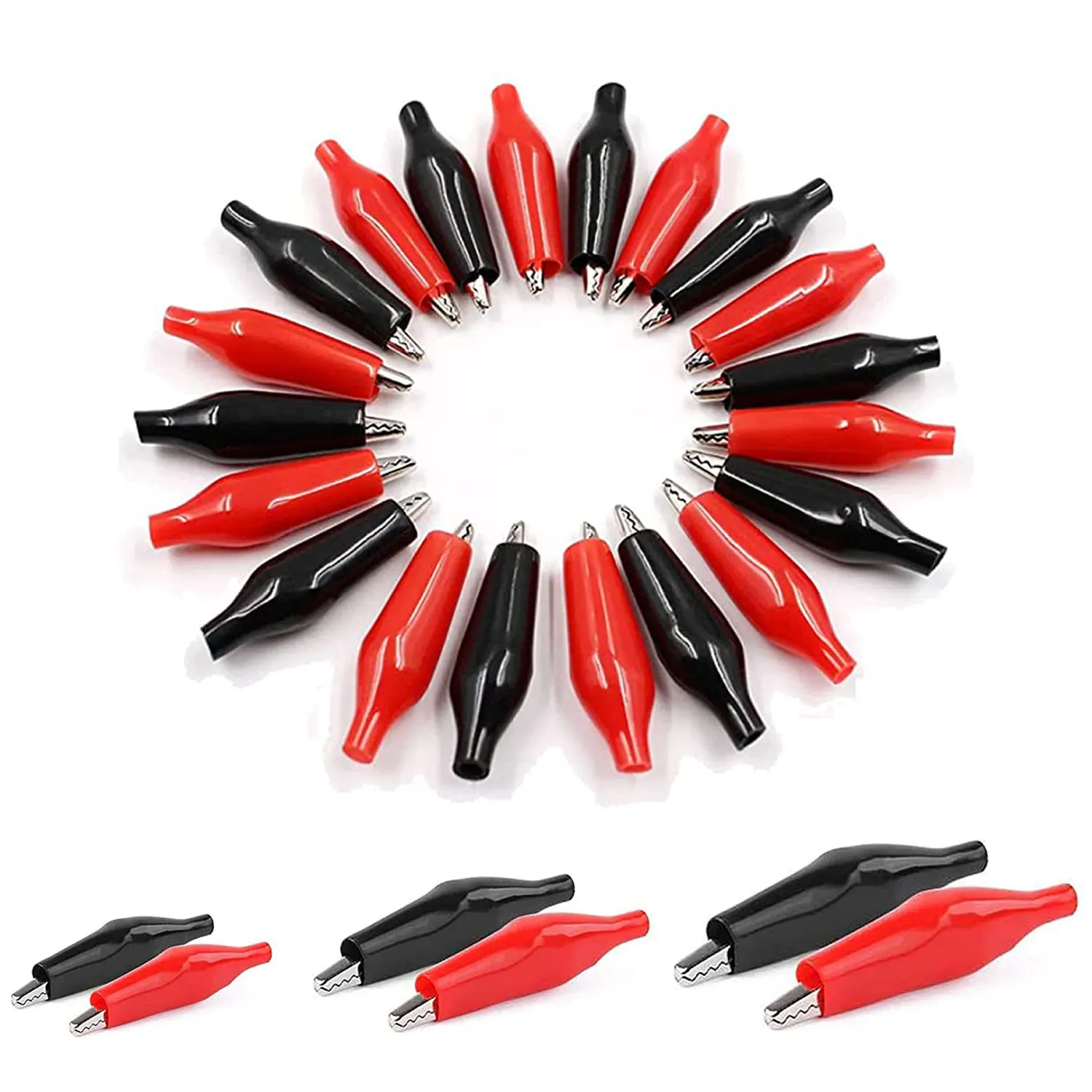 

10pcs/lot 28mm/35mm/45mm Metal Alligator Clip G98 Crocodile Electrical Clamp for Testing Probe Meter Black/Red with Plastic Boot