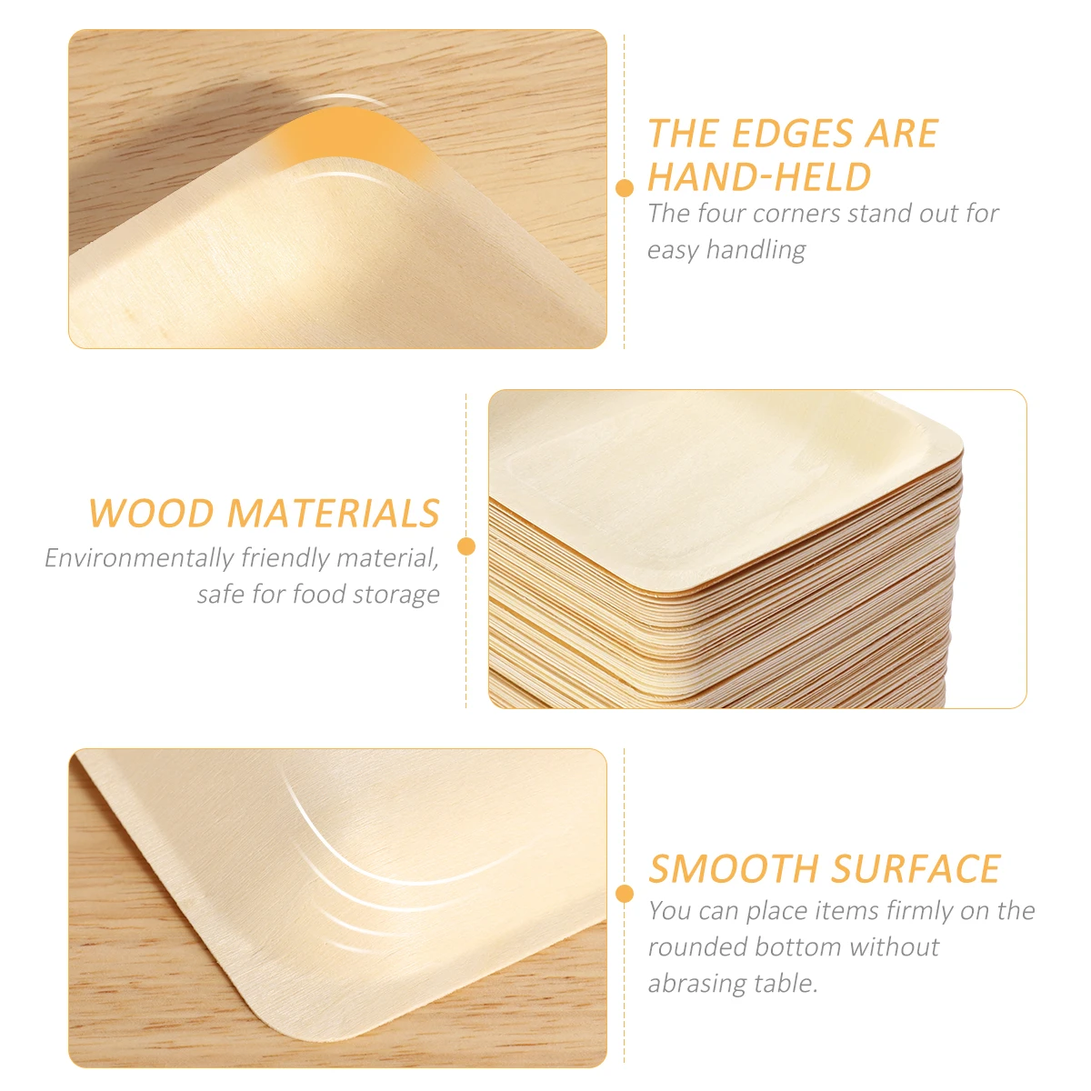 

ROSENICE 100pcs Square Disposable Wooden Plate Party Plates Tableware for Wedding Restaurant Picnic Birthday 140x140mm A50