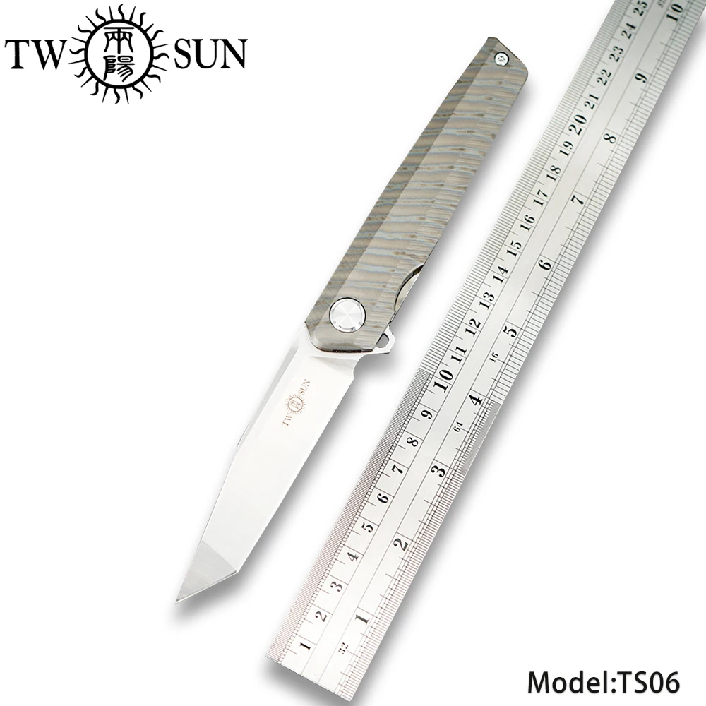 TWOSUN TS06 D2 лезвие Флиппер шариковый подшипник складной нож титановые походные охотничьи карманные ножи для улицы снаряжение для выживания EDC инструменты