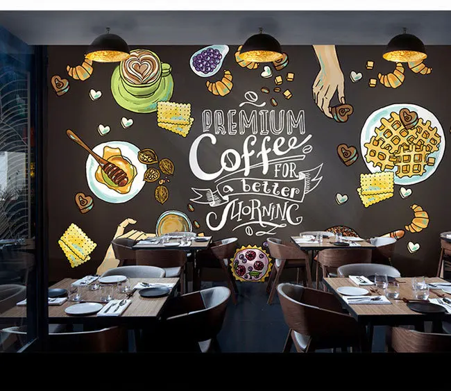 Фотообои ручной работы в европейском и американском стиле 3D обои для кафе снек