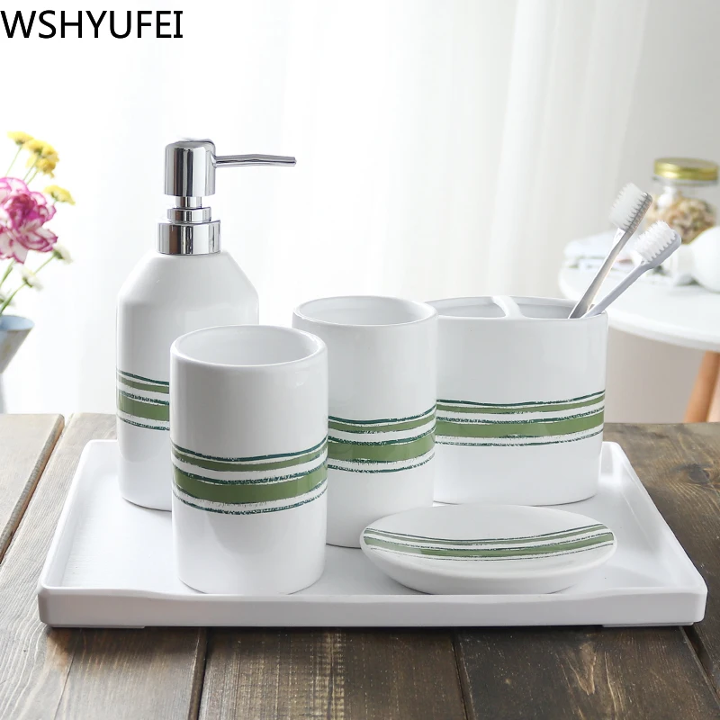 Скандинавские керамические изделия для ванной комнаты из шести частей простой