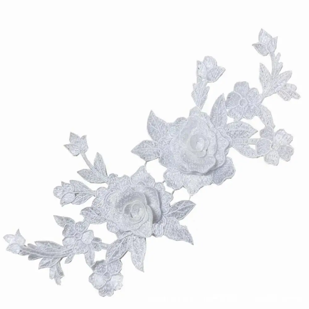 1 Pc Black White 3D Roses Flowers Embroidery Sew On Patches Sewn Applique Embroidered DIY Clothes | Дом и сад