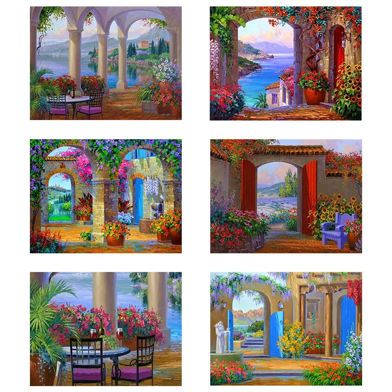 

Garden Villa Building Country Scenery 5D DIY Diamond Painting Cross Stitch Embroidery Diamond Mosaic Art Living Home Room Decor