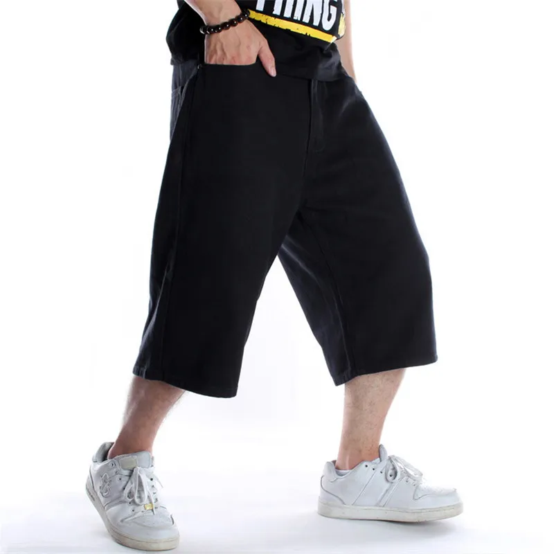 Джинсовые шорты мужские в стиле хип-хоп, свободные укороченные брюки из денима, байкерские джинсы, большие размеры 30-44 46 от AliExpress RU&CIS NEW