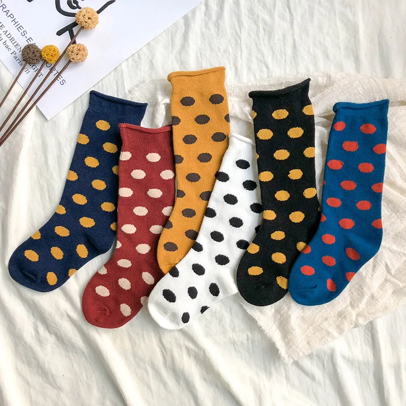 Детские носки на осень и зиму для мальчиков девочек детские хлопковые в горошек с