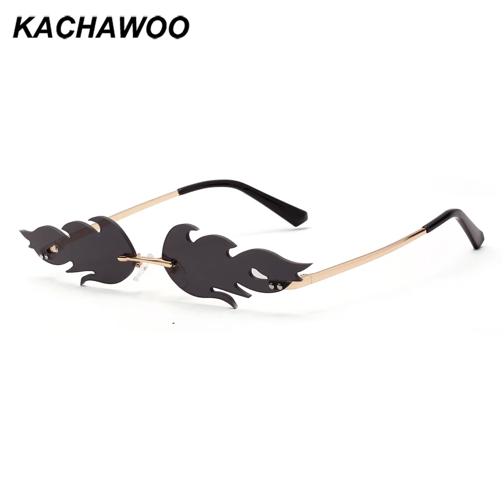 Kachawoo женские ретро солнцезащитные очки без оправы черные зеркальные мужские пламя солнечные очки металлические золотые горячая распродажа аксессуары лето.
