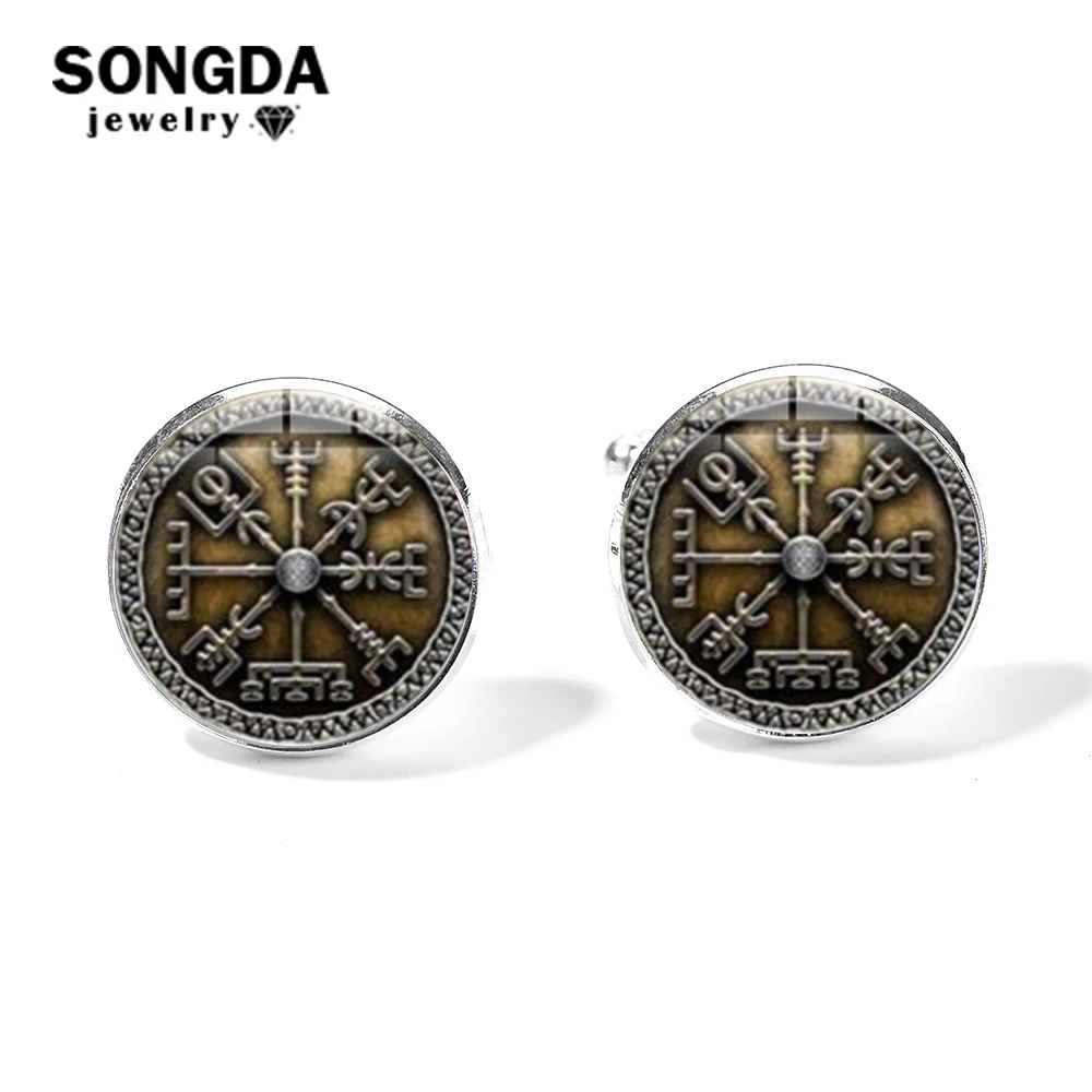 SONGDA Vegvisir Викинг Компас для мужских рубашек с кубический цирконий классические