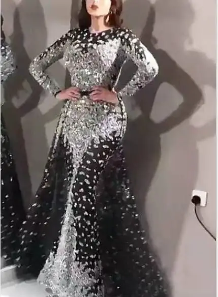 Женское платье с длинным рукавом и блестками длинное облегающее принцессы О