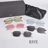 high quality korean brand design gentle rave sunglasses women men square metal frame uv400 sun glasses with original packing