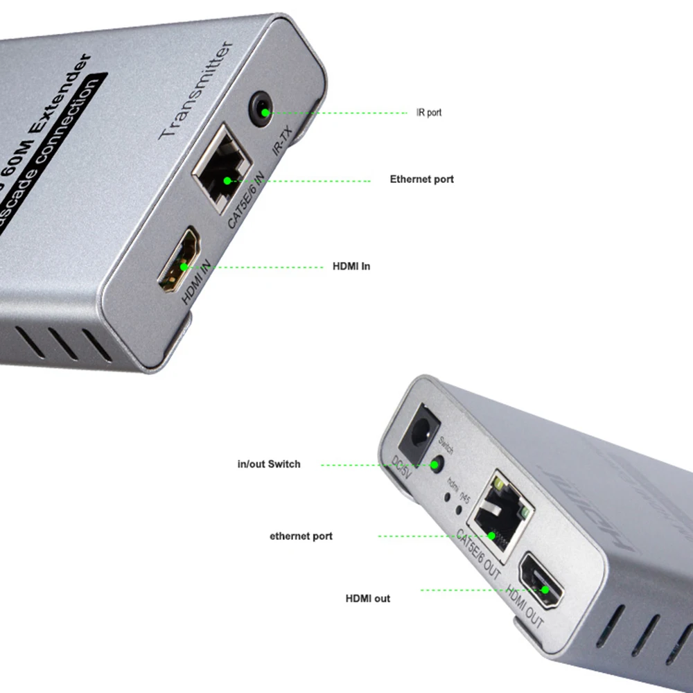 4K 60Hz HDMI 2.0 extender Splitter over cat6/5e cable splitter exender ethernet up to 120M | Электроника