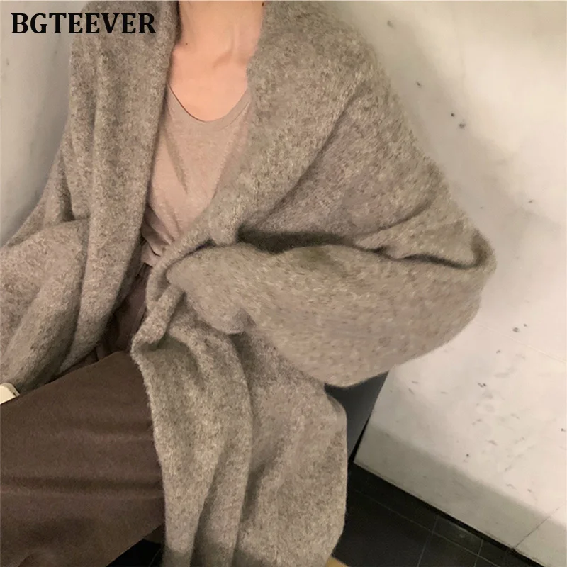 Elegant Long Sweater Cardigan Women Sleeve Oversized Ladies Outwear Jumper Coat Female Winter Open Stitch 2019 |