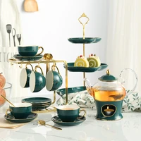 nordic ceramic tea set porcelain scented tea cup pot with candler strainer floral teapot set cafe mug teatime coffee cup teacup