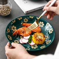 78 inch sakura dinner plates japanese style ceramic green plate steak serving tray cherry blossom plate household tableware
