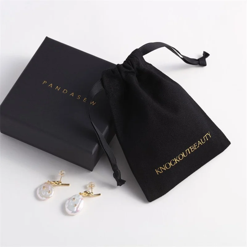 

Wholesale 200pcs/lot Cotton Canvas Custom Drawstring Bag Small Jewelry Gift Bags Canvas Jewelry Pouch With Logo