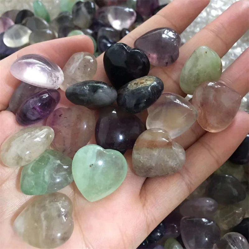Натуральные драгоценные камни маленький Радужный флюорит сердце полированный
