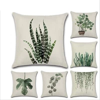 green plant printing pillowcase home decor nordic style sofa pillow case car cushion cover hot selling customizable