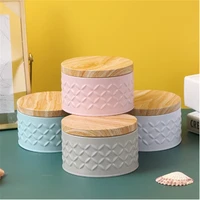 round empty iron box with wood grain lid candy storage box diy candle making jar home storage decoration ornaments