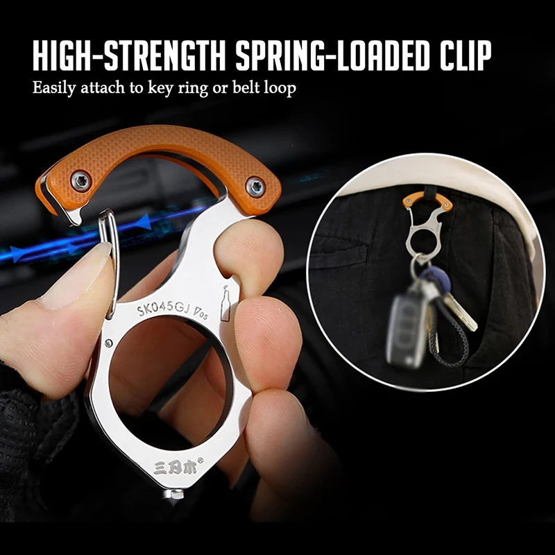 

Sport Key Chain Ring Tiger Pinion Multifunction Tool Carabiner Glass Breaker Camping Survival Tool Key Ring Outdoor Multi-tool