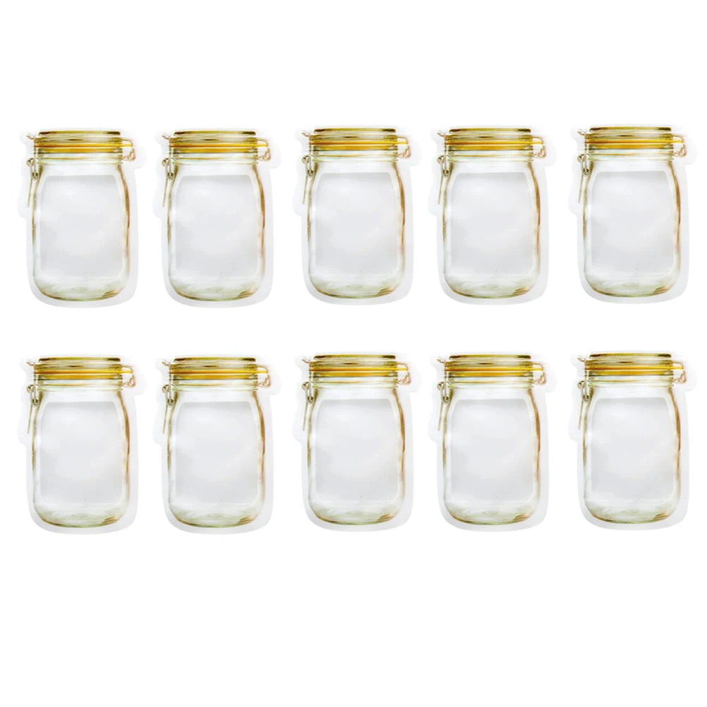 10.7x15.7cm 10 шт Mason Jar сумки для хранения продуктов Reclosable Ziplock Treat сумки уплотнительная сумка для хранения продуктов для конфет для печенья, закусок - Цвет: 10.7x15.7cm