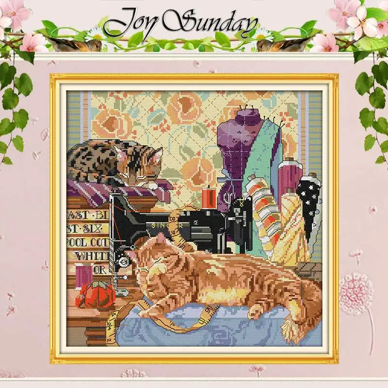 Sleeping curious cat Animals counted 11CT 14CT Cross Stitch Sets DIY Chinese Cross-stitch Kits Embroidery Needlework Home Decor | Дом и сад