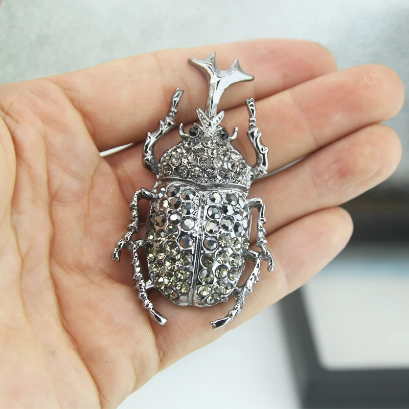 Rhao серая брошь в виде жука Стразы мужской персонализированный креативный